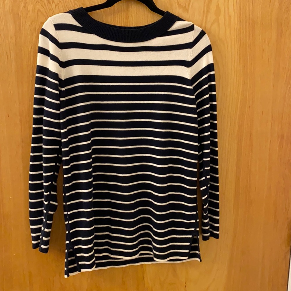 Navy and white striped tunic